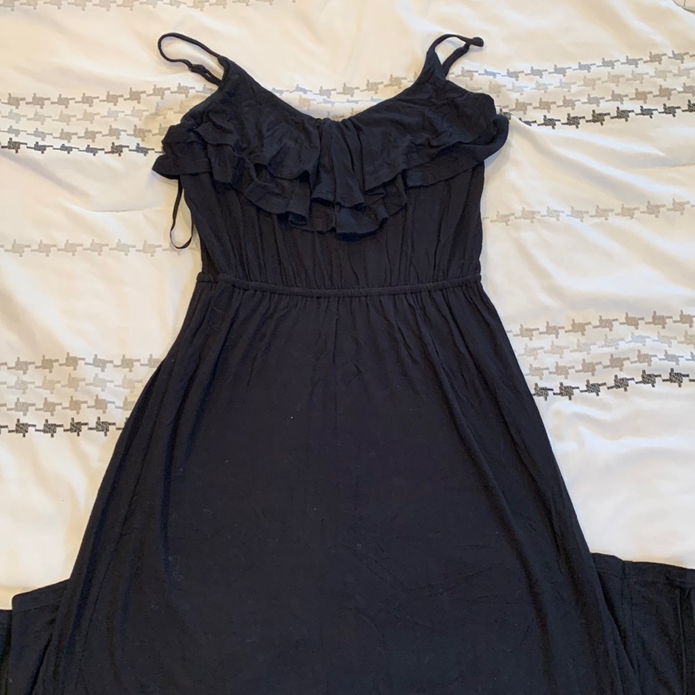 Black maxi dress with ruffles